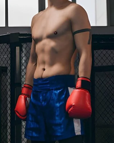 blue and white mma shorts