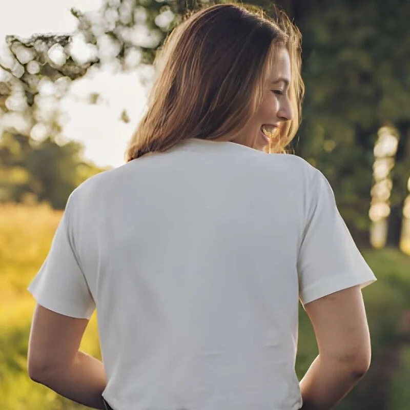 Women wear custom made white polo shirt