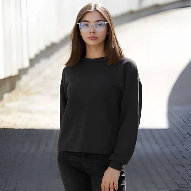 Women wear custom made black sweat shirt