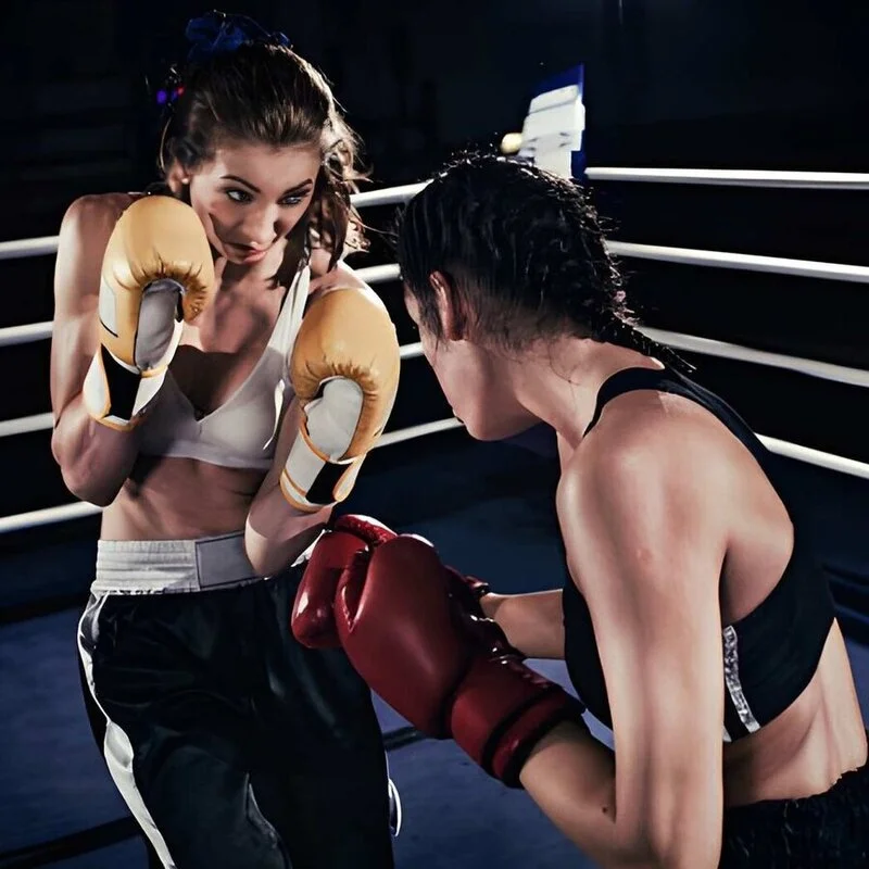 Women wearing custom made boxing shorts